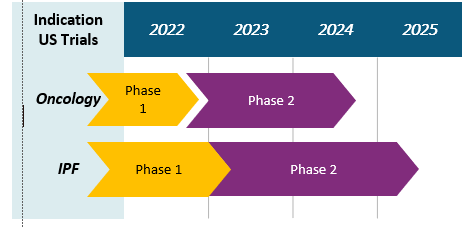 A timeline of the phases of a project.